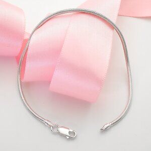 Sterling Silver Flexible Snake Chain Bracelet Unisex Stamped 925 Italy, 7 inch
